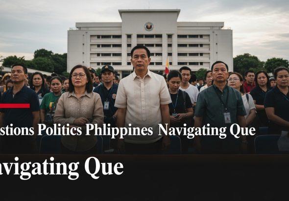 Policy analyst in a newsroom examining governance and energy charts related to Philippines politics.