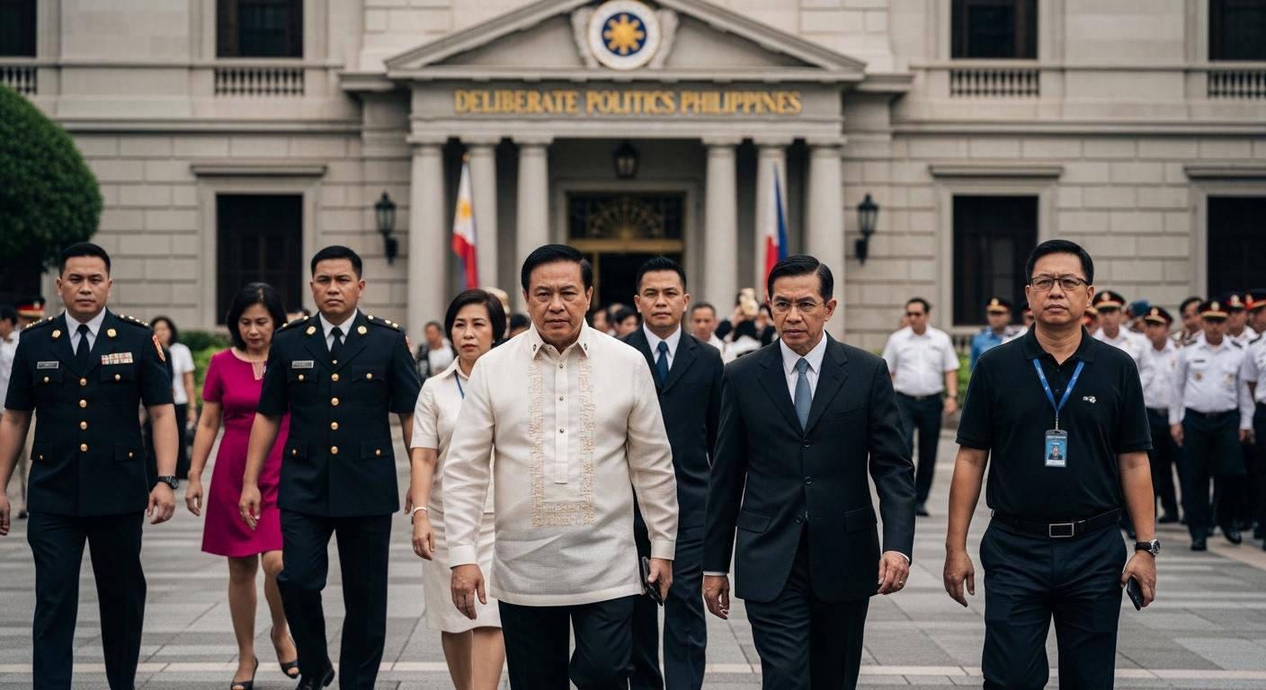 Analytical newsroom scene showing governance signals and public trust indicators in the Philippines