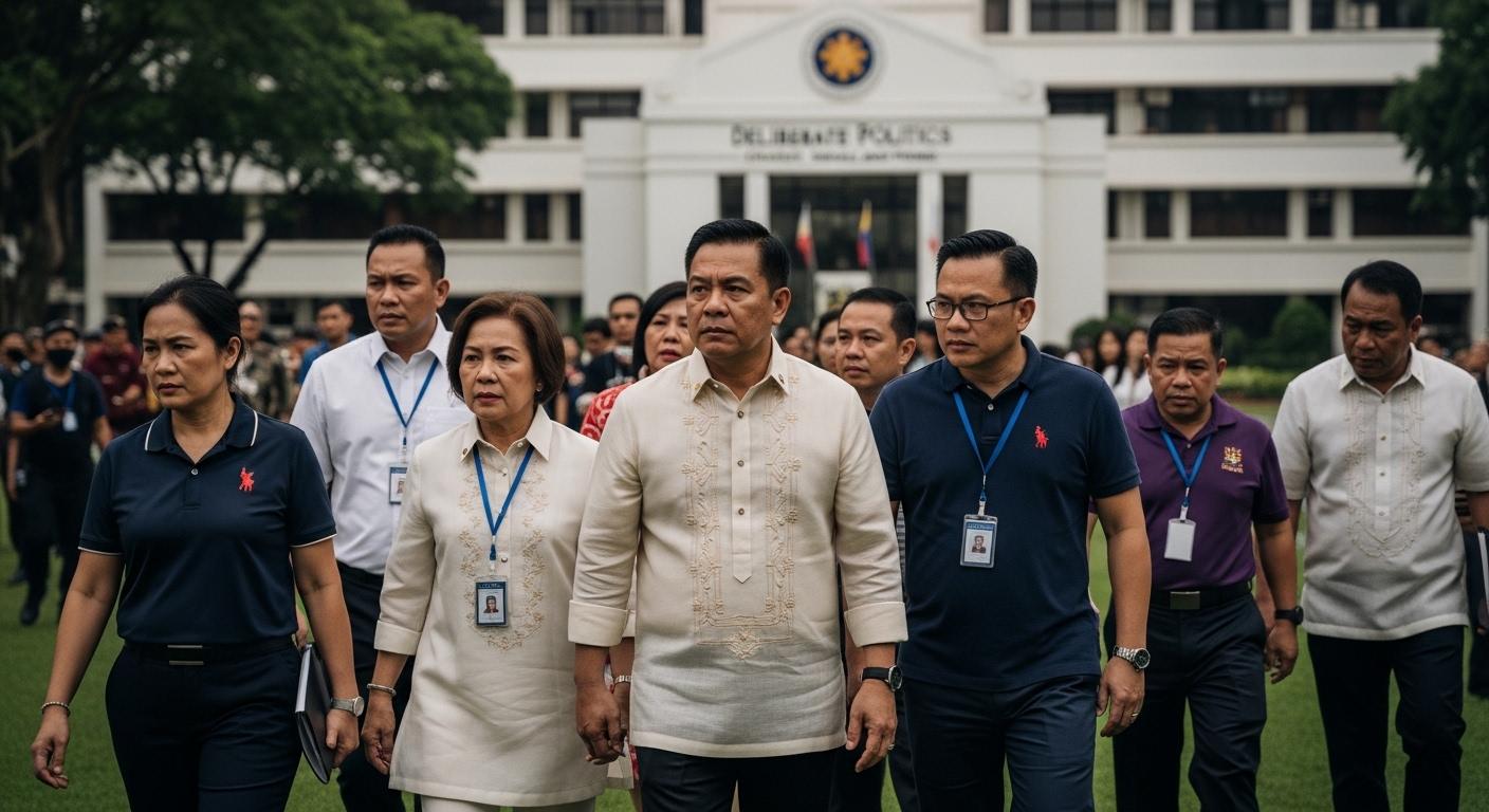 Analytical newsroom scene showing governance signals and public trust indicators in the Philippines